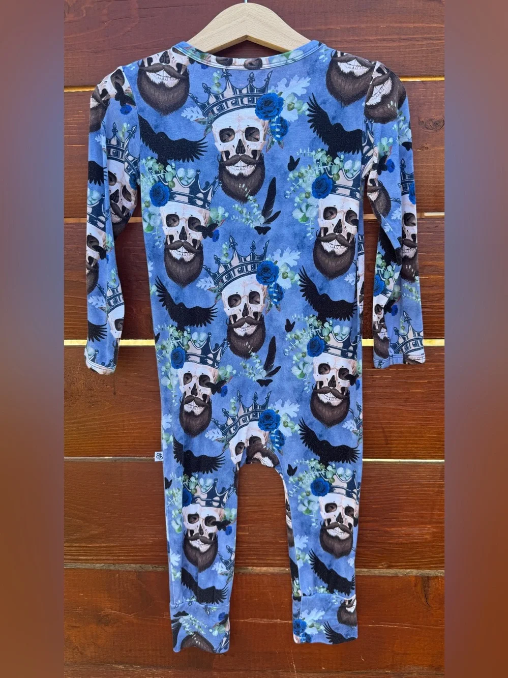Little Bum Bums bamboo Halloween King Skull zippered romper 2T